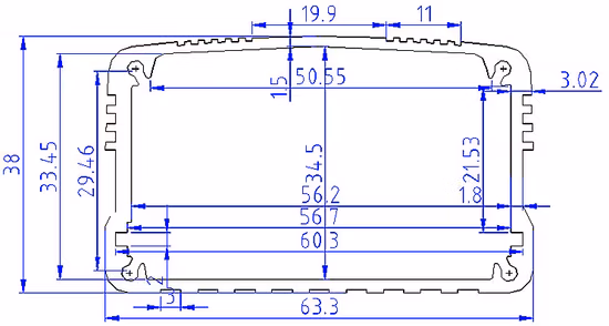 Elektronikgehäuse-Prototyp aus extrudiertem Aluminium, elektronisches Gehäuse/Aluminium-Extrusionsgehäuse, PCB-Gehäuse, Box 63 x 38 mm